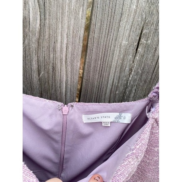 Altar'd State Lilac Purple Textured Puff Sleeve Bustier Mini Dress Small - Picture 2 of 5